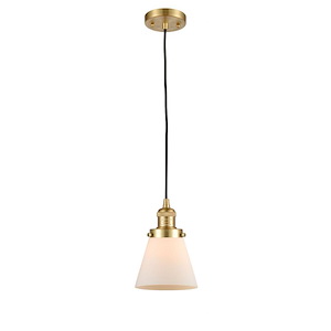 Cone - 1 Light Cord Hung Mini Pendant In Industrial Style-8 Inches Tall and 6 Inches Wide - 1285376