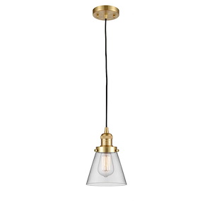 Cone - 1 Light Cord Hung Mini Pendant In Industrial Style-8 Inches Tall and 6 Inches Wide - 1285376