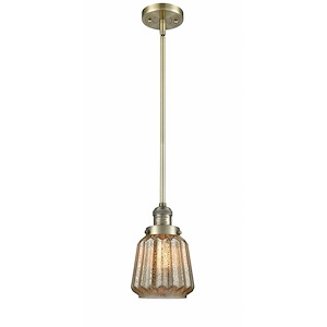 Chatham - 1 Light Stem Hung Mini Pendant In Art Deco Style-8 Inches Tall and 7 Inches Wide - 1288936