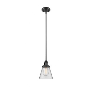 Cone - 1 Light Stem Hung Mini Pendant In Industrial Style-8 Inches Tall and 6 Inches Wide - 1273987
