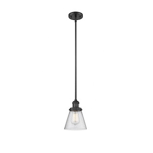 Cone - 1 Light Stem Hung Mini Pendant In Industrial Style-8 Inches Tall and 6 Inches Wide - 1273987
