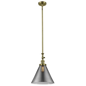 Cone - 1 Light Stem Hung Tiltable Mini Pendant In Industrial Style-18 Inches Tall and 12 Inches Wide - 1289066