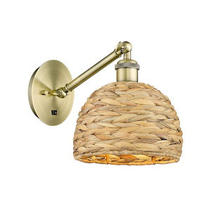 Woven Rattan - 1 Light Adjustable Wall Sconce-8.75 Inch Tall and 8 Inch Wide - 1423253