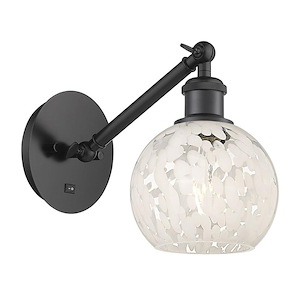 White Mouchette - 1 Light Arm Adjusts Up and Down Wall Sconce In Modern Style-8 Inches Tall and 6 Inches Wide - 1330000