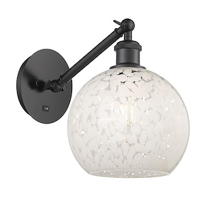 White Mouchette - 1 Light Arm Adjusts Up and Down Wall Sconce In Modern Style-10 Inches Tall and 8 Inches Wide - 1329977