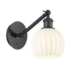 White Venetian - 1 Light Arm Adjusts Up and Down Wall Sconce In Modern Style-8 Inches Tall and 6 Inches Wide - 1329902