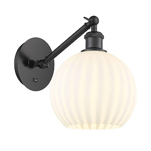White Venetian - 1 Light Arm Adjusts Up and Down Wall Sconce In Modern Style-10 Inches Tall and 8 Inches Wide - 1329903