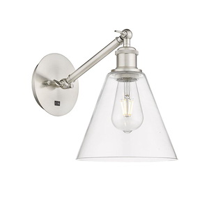 Berkshire Glass - 1 Light Adjustable Wall Sconce-10 Inch Tall and 8 Inch Wide - 1113851