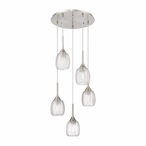 Berkshire - 5 Light Cord Hung Pendant-24.5 Inch Tall and 18 Inch Wide - 1364577