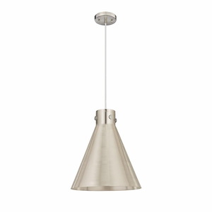 Newton Cone - 1 Light Cord Hung Pendant In Industrial Style-15.38 Inches Tall and 14 Inches Wide - 1330009