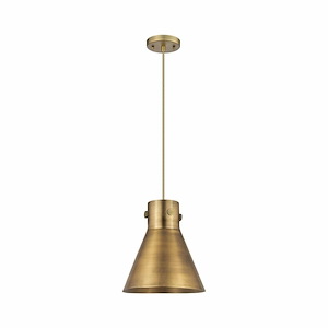 Newton Cone - 1 Light Pendant with Metal Shade In Industrial Style-11 Inches Tall and 10 Inches Wide - 1297547