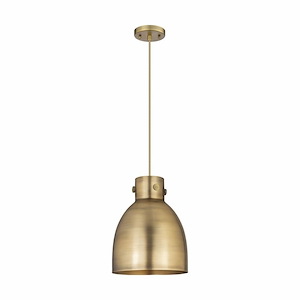 Newton Bell - 1 Light Pendant with Metal Shade In Industrial Style-12.5 Inches Tall and 10 Inches Wide - 1423211