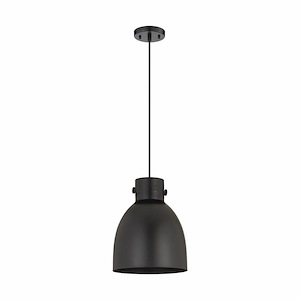 Newton Bell - 1 Light Pendant with Metal Shade In Industrial Style-12.5 Inches Tall and 10 Inches Wide - 1423610