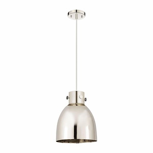 Newton Bell - 1 Light Pendant with Metal Shade In Industrial Style-12.5 Inches Tall and 10 Inches Wide - 1423375