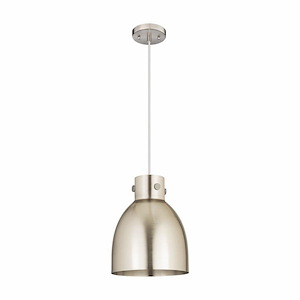 Newton Bell - 1 Light Pendant with Metal Shade In Industrial Style-12.5 Inches Tall and 10 Inches Wide - 1423376