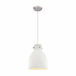 Newton Bell - 1 Light Pendant with Metal Shade In Industrial Style-12.5 Inches Tall and 10 Inches Wide - 1423613