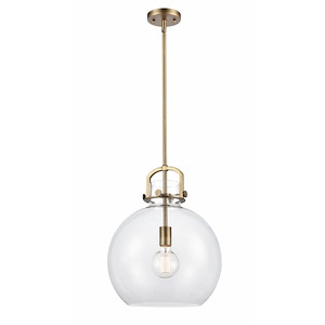 Newton Sphere - 1 Light Stem Hung Pendant In Industrial Style-17.63 Inches Tall and 14 Inches Wide - 1291953