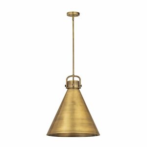 Newton Cone - 1 Light Stem Hung Pendant In Industrial Style-22 Inches Tall and 18 Inches Wide - 1423301