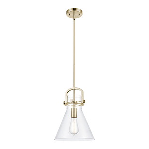Newton Cone - 1 Light Stem Hung Mini Pendant-11.75 Inch Tall and 10 Inch Wide - 1373870
