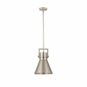 Newton Cone - 1 Light Stem Hung Pendant In Industrial Style-14.75 Inches Tall and 10 Inches Wide - 1423236
