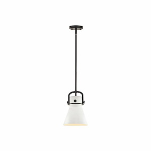 Newton Cone - 1 Light Stem Hung Pendant In Industrial Style-11.38 Inches Tall and 8 Inches Wide - 1423258