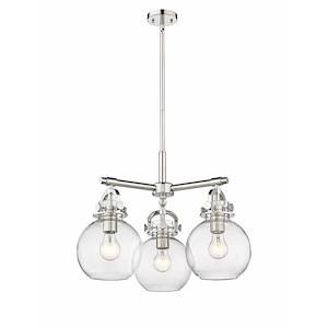Newton Sphere - 3 Light Stem Hung Pendant In Industrial Style-15.63 Inches Tall and 20.38 Inches Wide - 1291974