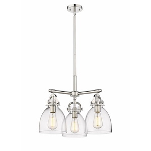 Newton Bell - 3 Light Stem Hung Pendant In Industrial Style-15.88 Inches Tall and 20.38 Inches Wide - 1291873