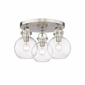Newton Sphere - 3 Light Flush Mount In Industrial Style-10.63 Inches Tall and 19.63 Inches Wide - 1297568