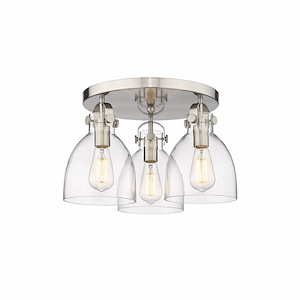Newton Bell - 3 Light Flush Mount In Industrial Style-10.88 Inches Tall and 19.63 Inches Wide - 1297640