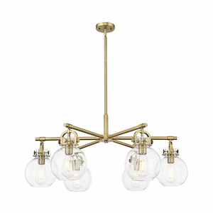 Newton Sphere - 6 Light Stem Hung Arch Chandelier-16 Inch Tall and 26 Inch Wide - 1373723
