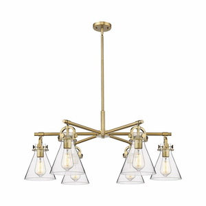 Newton Cone - 6 Light Stem Hung Arch Chandelier-16 Inch Tall and 26 Inch Wide - 1373699