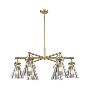 Newton Cone - 6 Light Stem Hung Arched Chandelier-16 Inch Tall and 26 Inch Wide - 1373872