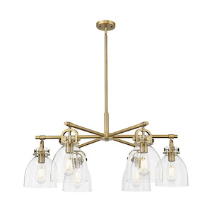 Newton Bell - 6 Light Stem Hung Arched Chandelier-16 Inch Tall and 26 Inch Wide - 1373873
