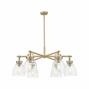 Newton Bell - 6 Light Stem Hung Arch Chandelier-16 Inch Tall and 26 Inch Wide - 1373724