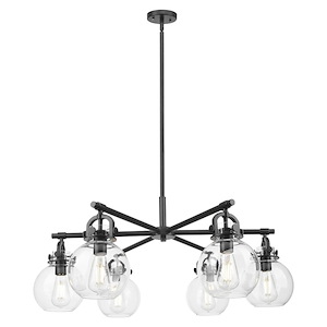 Newton Sphere - 6 Light Stem Hung Chandelier-26 Inch Wide and 16 Inch Tall - 1372583
