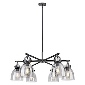 Newton Bell - 6 Light Stem Hung Chandelier-26 Inch Wide and 16 Inch Tall - 1372584