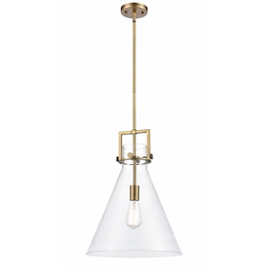Newton Cone - 1 Light Stem Hung Pendant-17 Inch Tall and 14 Inch Wide - 1423324
