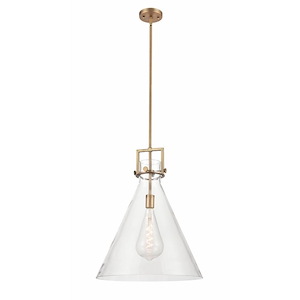 Newton Cone - 1 Light Stem Hung Pendant In Industrial Style-22.75 Inches Tall and 18 Inches Wide - 1291977