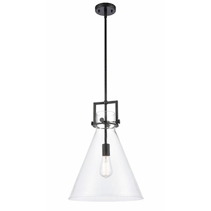 Newton Cone - 1 Light Stem Hung Pendant-17 Inch Tall and 14 Inch Wide - 1423325