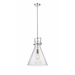 Newton Cone - 1 Light Stem Hung Pendant-17 Inch Tall and 14 Inch Wide - 1423344