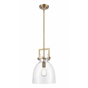 Newton Bell - 1 Light Stem Hung Pendant-11.75 Inches Tall and 10 Inches Wide - 1347609