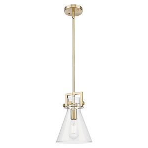 Newton Cone - 1 Light Glass Stem Hung Mini-Pendant-8 Inch Wide and 11.38 Inch Tall - 1372585