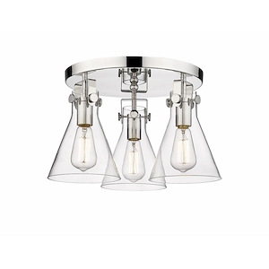 Newton Cone - 3 Light Flush Mount In Industrial Style-10.75 Inches Tall and 19.63 Inches Wide - 1291994
