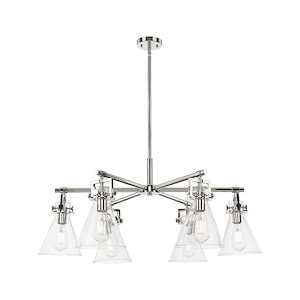 Newton Cone - 6 Light Stem Hung Chandelier-16 Inch Tall and 26 Inch Wide - 1373942