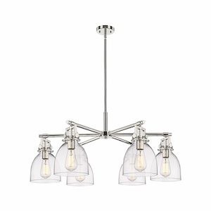 Newton Bell - 6 Light Stem Hung Chandelier-16 Inch Tall and 26 Inch Wide - 1373793