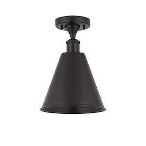 Ballston Cone - 1 Light Semi-Flush Mount In Industrial Style-11.75 Inches Tall and 8 Inches Wide - 1051466