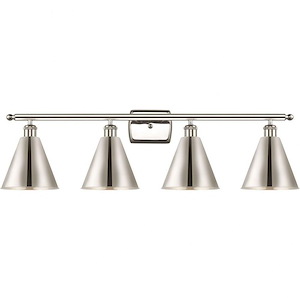 Ballston Cone - 4 Light Bath Vanity In Industrial Style-11.25 Inches Tall and 38 Inches Wide - 1425964