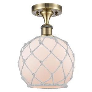 Farmhouse Rope - 1 Light Semi-Flush Mount-11.25 Inch Tall and 8 Inch Wide - 1424061
