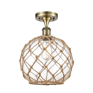 Farmhouse Rope - 1 Light Semi-Flush Mount-13.25 Inch Tall and 10 Inch Wide - 1424154