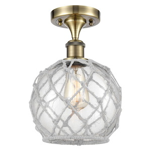 Farmhouse Rope - 1 Light Semi-Flush Mount-11.25 Inch Tall and 8 Inch Wide - 1424083
